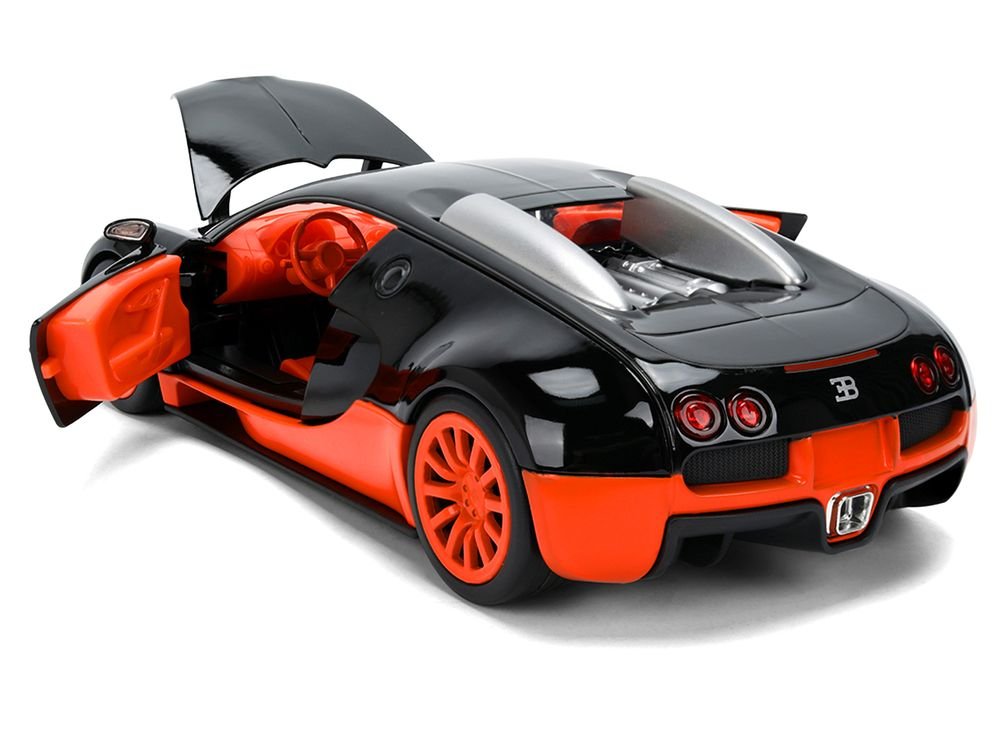 2011 Bugatti Veyron Black with Orange Accents and Orange Interior "Hyper-Spec" Series 1/24 Diecast Model Car by Jada view 4