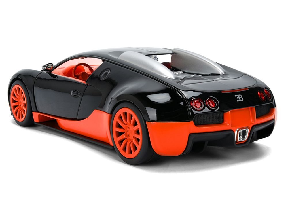 2011 Bugatti Veyron Black with Orange Accents and Orange Interior "Hyper-Spec" Series 1/24 Diecast Model Car by Jada view 5