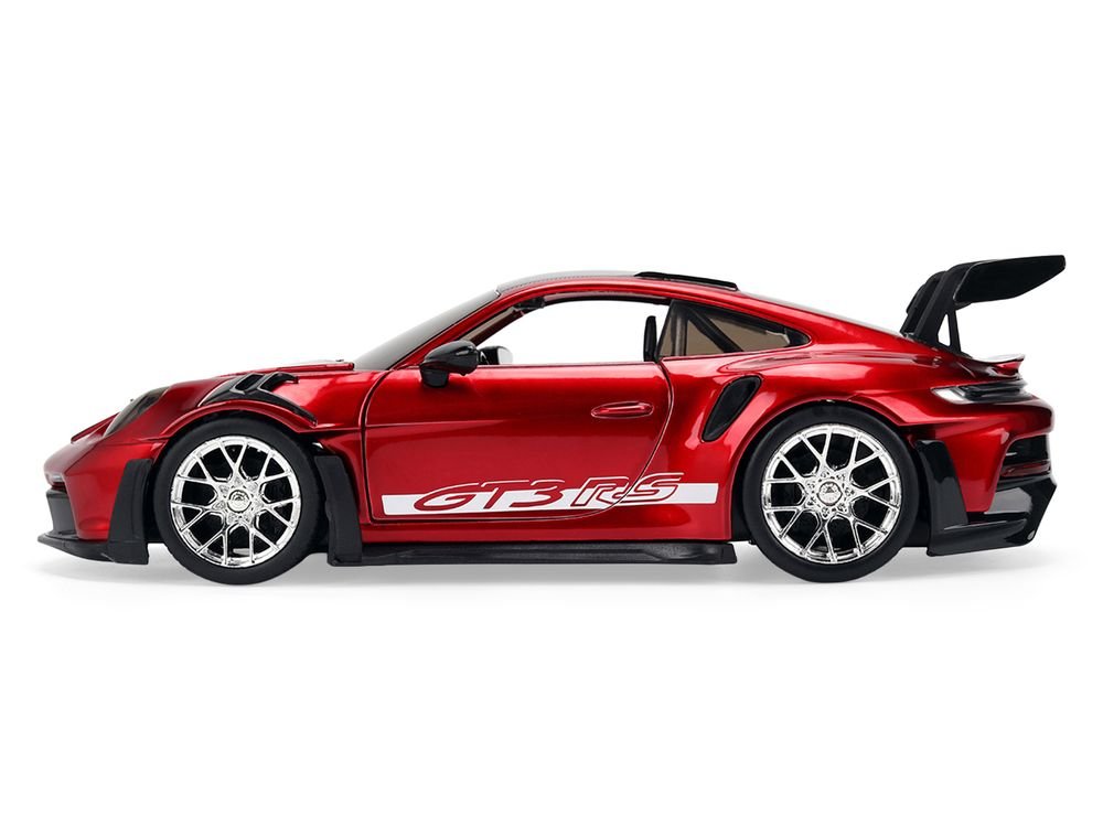 Porsche 911 (992) GT3 RS Red Chrome with Carbon Top and Hood Stripes "Hyper-Spec" Series 1/24 Diecast Model Car by Jada view 3