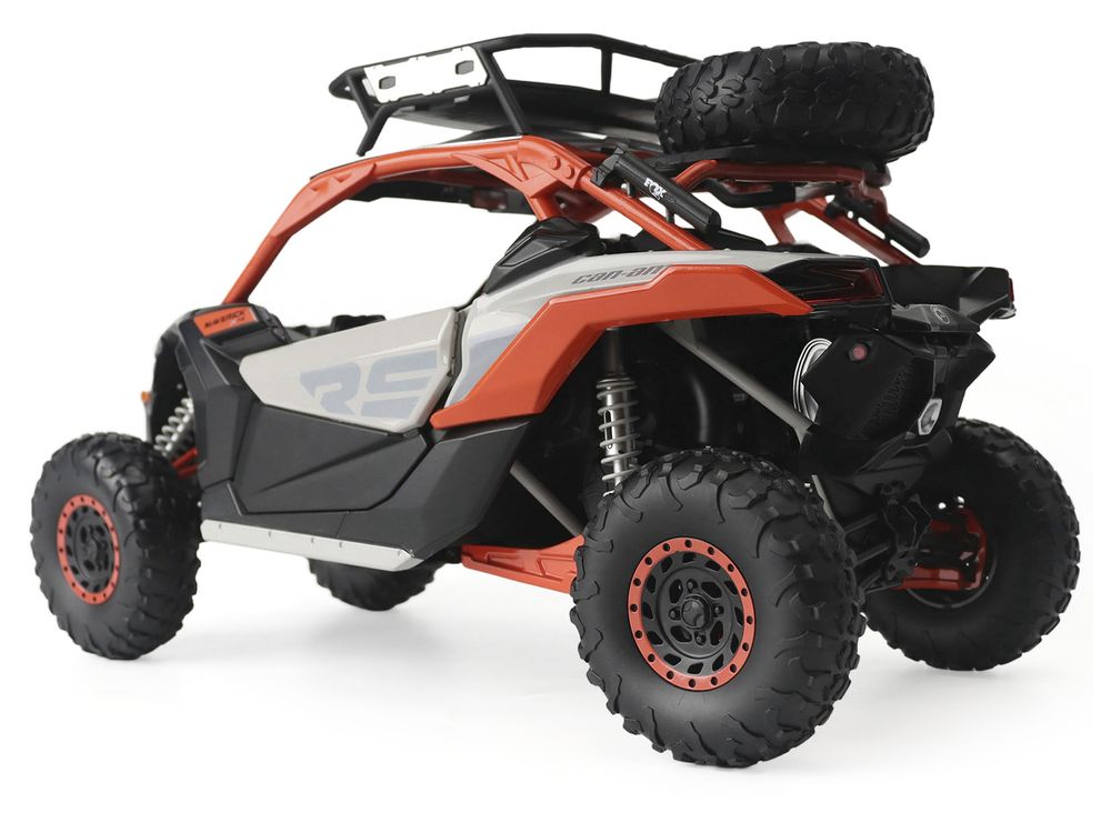 Can-Am Maverick X3 X RS Turbo RR with Roof Rack Chalk Gray and Orange 1/12 Diecast Model by BRP Models view 3