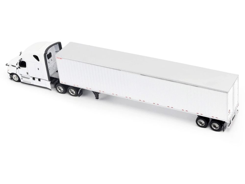 2025 Freightliner Cascadia Gen-5 Truck Tractor with Sleeper and Great Dane Champion 53ft Dry Cargo Trailer Winter White "Transport Series" 1/64 Diecast Model by Diecast Masters view 3