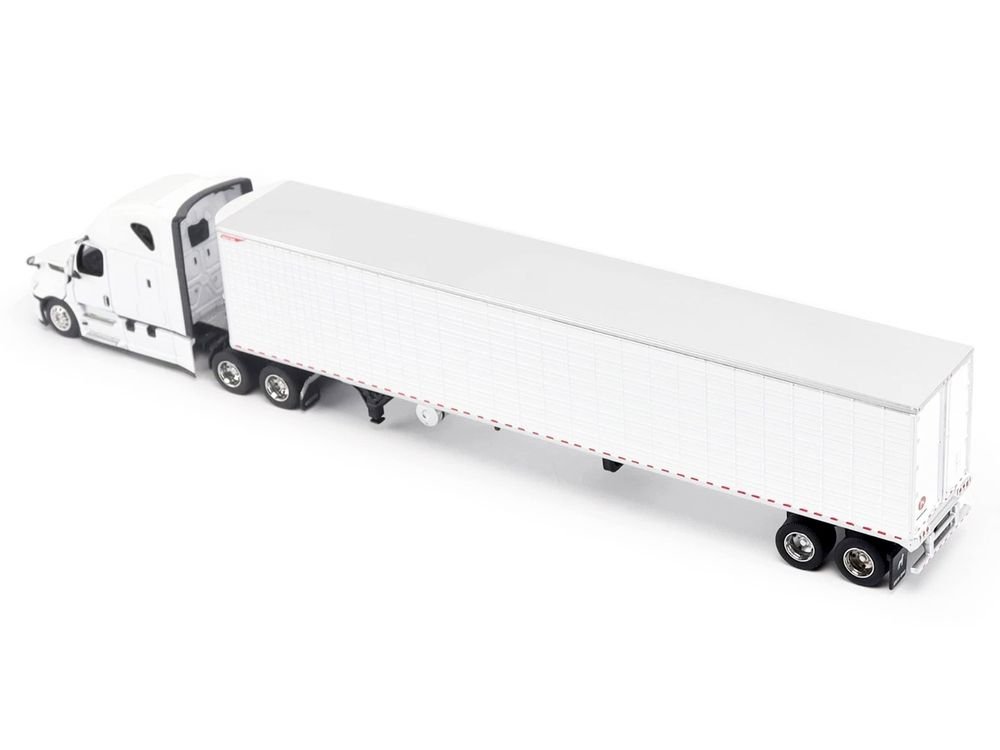 2025 Freightliner Cascadia Gen-5 Truck Tractor with Sleeper and Great Dane Champion 53ft Refrigerated Trailer Winter White "Transport Series" 1/64 Diecast Model by Diecast Masters view 3