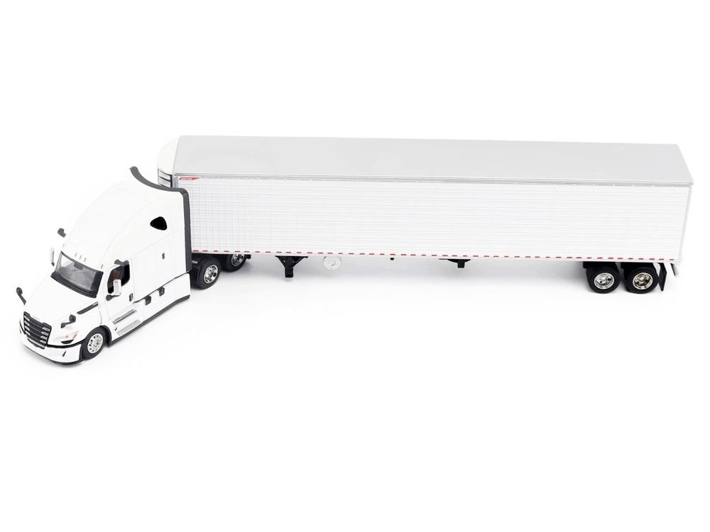 2025 Freightliner Cascadia Gen-5 Truck Tractor with Sleeper and Great Dane Champion 53ft Refrigerated Trailer Winter White "Transport Series" 1/64 Diecast Model by Diecast Masters view 4