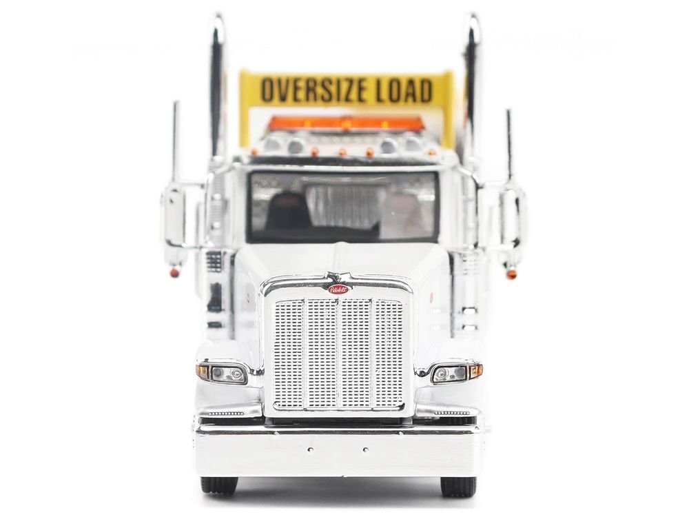 Peterbilt 589 Tridem-Axle Truck Tractor with Day Cab and Trail King TK170 Hydraulic Detachable Gooseneck Lowboy Trailer with Jeep and Booster White "Transport Series" 1/64 Diecast Model by Diecast Masters view 5