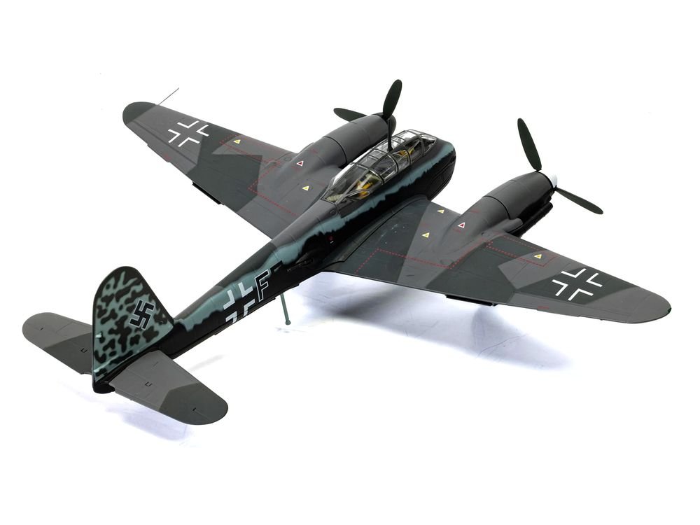 Messerschmitt Me 410A-1 Aircraft "U5+FE Lt. Rudolf Abrahamczik 14./KG.2 Laon-Athies Airfield France" (1943) German Luftwaffe "The Aviation Archive" Series 1/72 Diecast Model Car by Corgi view 4