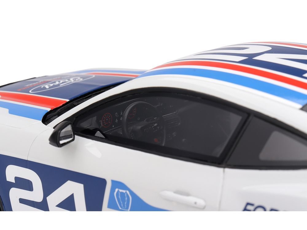Ford Mustang Dark Horse #24 "Ford Performance Racing School" White with Graphics 1/18 Model Car by Top Speed view 2