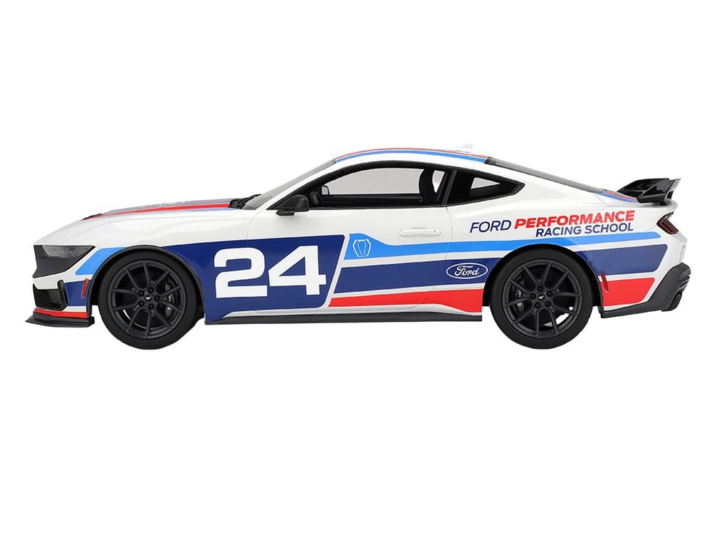 Ford Mustang Dark Horse #24 "Ford Performance Racing School" White with Graphics 1/18 Model Car by Top Speed view 3