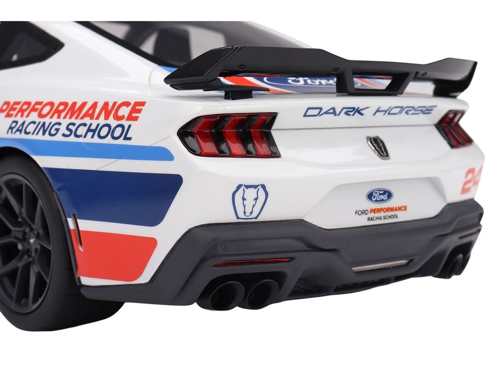 Ford Mustang Dark Horse #24 "Ford Performance Racing School" White with Graphics 1/18 Model Car by Top Speed view 4