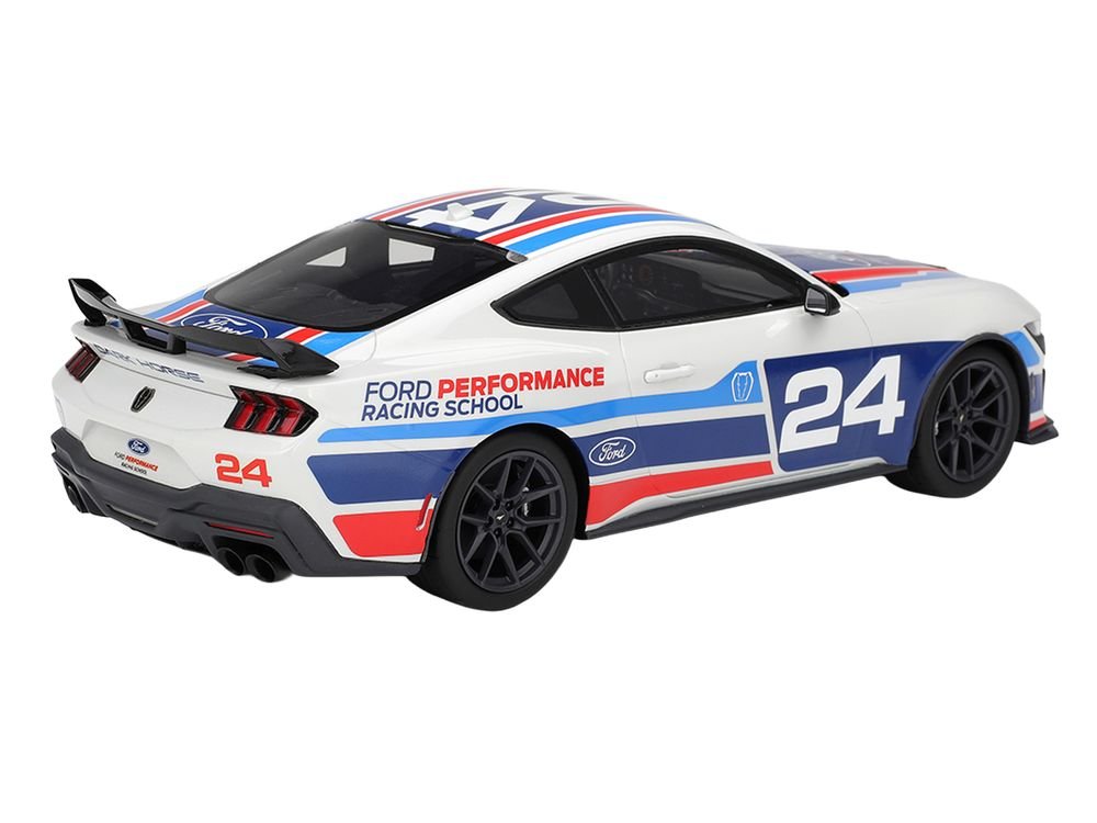 Ford Mustang Dark Horse #24 "Ford Performance Racing School" White with Graphics 1/18 Model Car by Top Speed view 5
