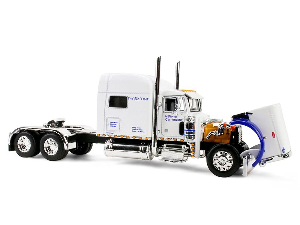 Peterbilt 379 with 70" Mid-Roof Sleeper and Wilson Silverstar Livestock Trailer "National Carriers" White "Legacy Series #5" 1/64 Diecast Model by DCP/First Gear view 2