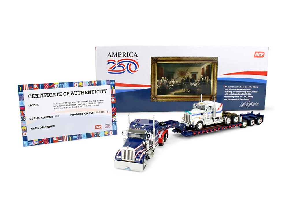 Peterbilt 379 with 70" Mid-Roof Sleeper and Wilson Silverstar Livestock Trailer "National Carriers" White "Legacy Series #5" 1/64 Diecast Model by DCP/First Gear view 4