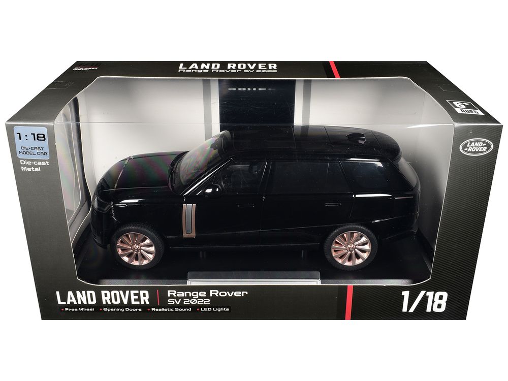 2022 Land Rover Range Rover SV Black Metallic with Moonroof 1/18 Diecast Model Car by Heimanba