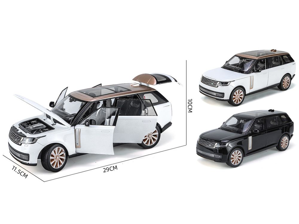 2022 Land Rover Range Rover SV White Metallic with Rose Gold Top and Moonroof 1/18 Diecast Model Car by Heimanba view 2
