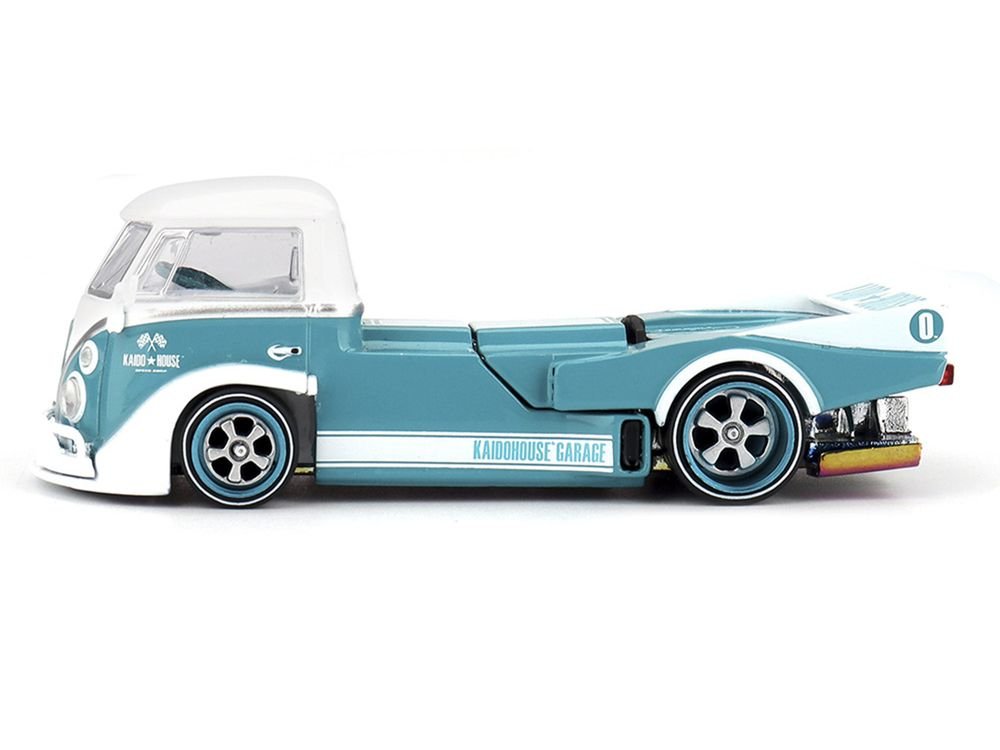 Volkswagen T1 "Kaido Works V1" Truck Turquoise with White Top and Stripes (Designed by Jun Imai) "Kaido House" Special 1/64 Diecast Model Car by Mini GT view 4