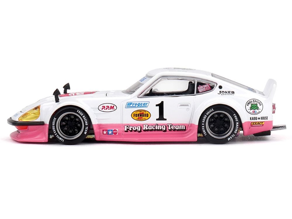 Nissan Fairlady Z RHD (Right Hand Drive) #1 "Tamiya Racing - Frog Racing Team" White and Pink (Designed by Jun Imai) "Kaido House" Special 1/64 Diecast Model Car by Mini GT view 3