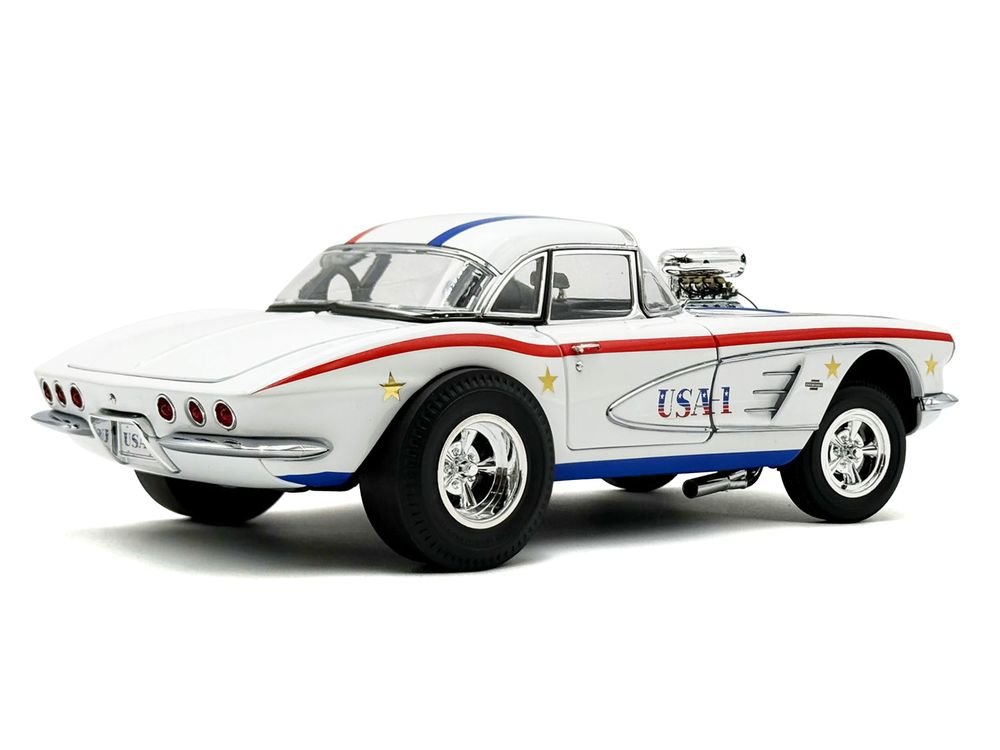 1961 Chevrolet Corvette Grand Sport Gasser "USA-1" White with Blue and Red Stripes Limited Edition to 362 pieces Worldwide 1/18 Diecast Model Car by ACME view 5