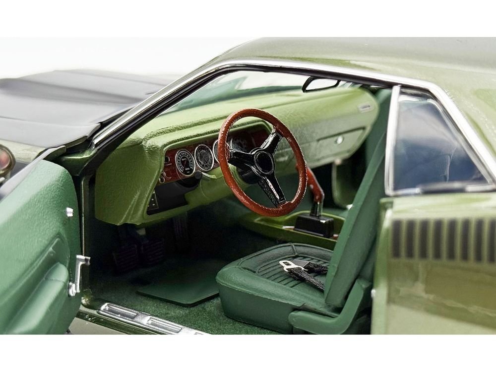 1970 Plymouth AAR Cuda Ivy Green Metallic with Black Stripes and Green Interior Limited Edition to 576 pieces Worldwide 1/18 Diecast Model Car by ACME view 2