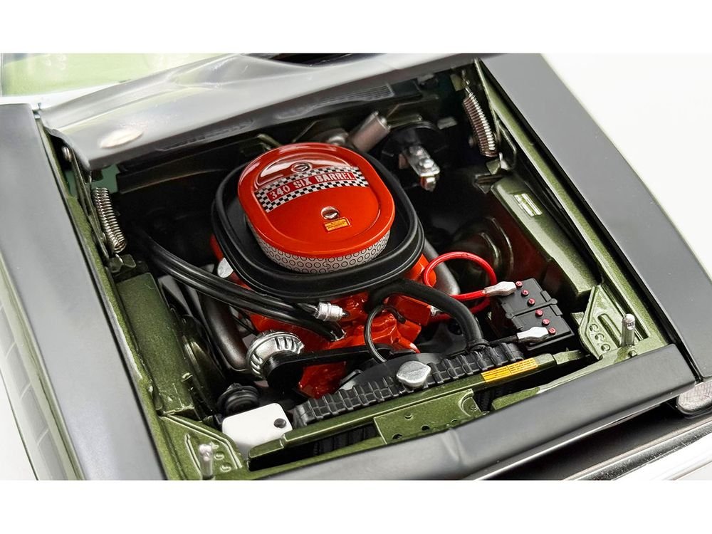 1970 Plymouth AAR Cuda Ivy Green Metallic with Black Stripes and Black Vinyl Top with Green Interior Limited Edition to 448 pieces Worldwide 1/18 Diecast Model Car by ACME view 2
