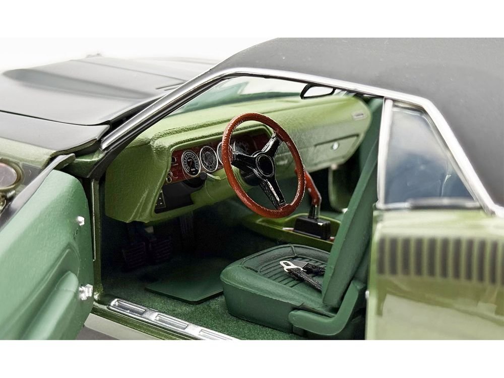 1970 Plymouth AAR Cuda Ivy Green Metallic with Black Stripes and Black Vinyl Top with Green Interior Limited Edition to 448 pieces Worldwide 1/18 Diecast Model Car by ACME view 3