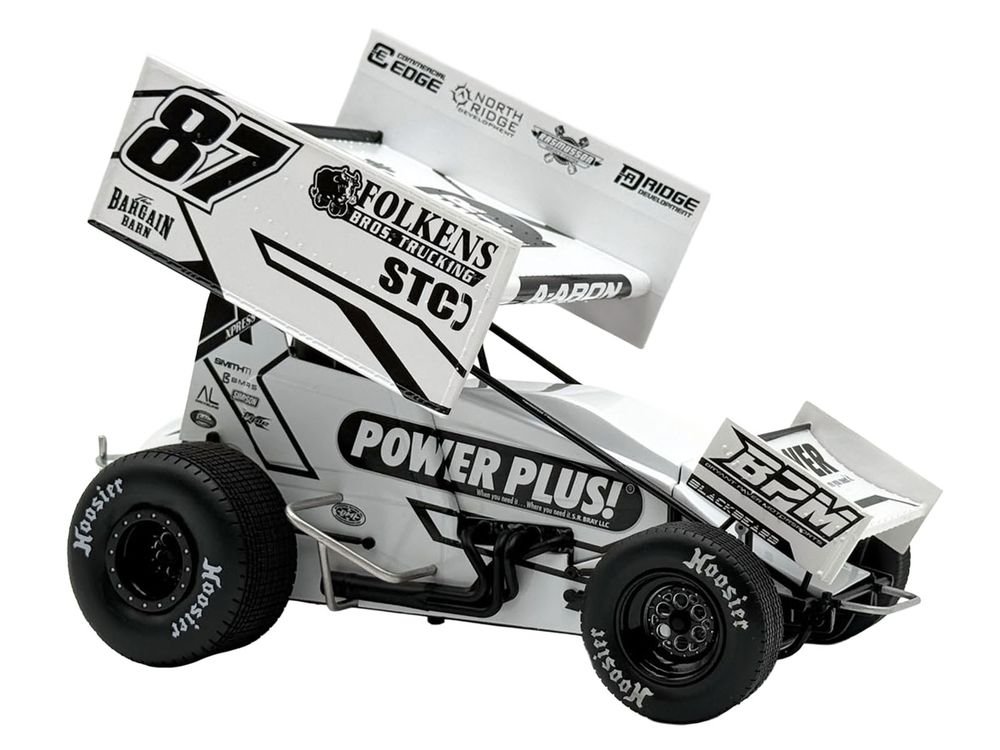 Winged Sprint Car #87 Aaron Reutzel "Power Plus" White (2026) 1/18 Diecast Model Car by ACME view 2