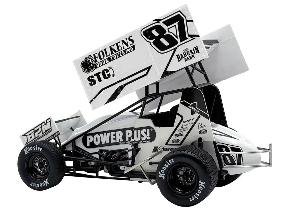 Winged Sprint Car #87 Aaron Reutzel "Power Plus" White (2026) 1/18 Diecast Model Car by ACME view 5