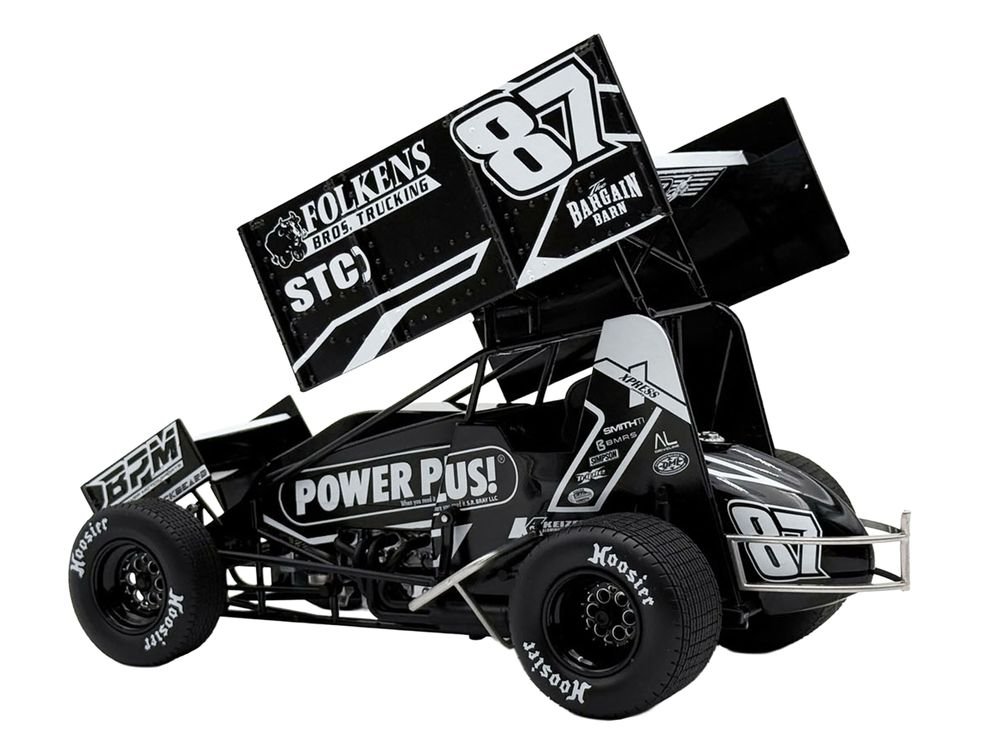 Winged Sprint Car #87 Aaron Reutzel "Power Plus" Black (2026) 1/18 Diecast Model Car by ACME view 5