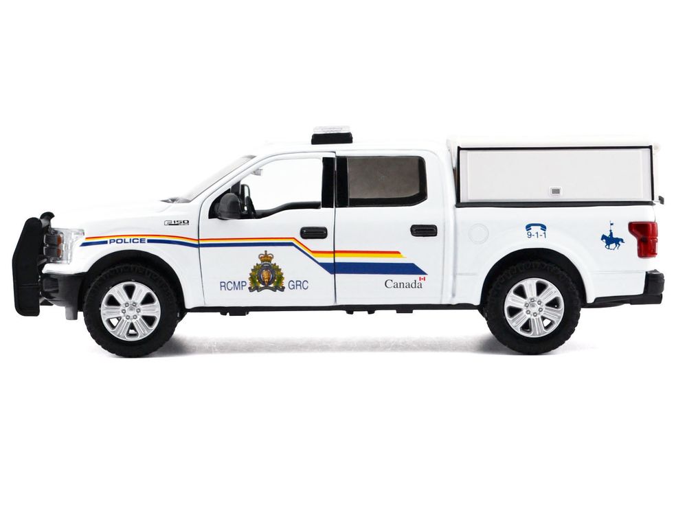 2019 Ford F-150 Lariat Crew Cab Pickup Truck with Camper Box "Royal Canadian Mounted Police" White "Law Enforcement and Public Service" Series 1/24-1/27 Diecast Model Car by Motormax view 2
