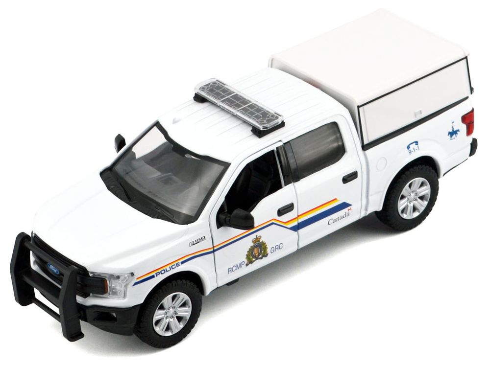 2019 Ford F-150 Lariat Crew Cab Pickup Truck with Camper Box "Royal Canadian Mounted Police" White "Law Enforcement and Public Service" Series 1/24-1/27 Diecast Model Car by Motormax view 3