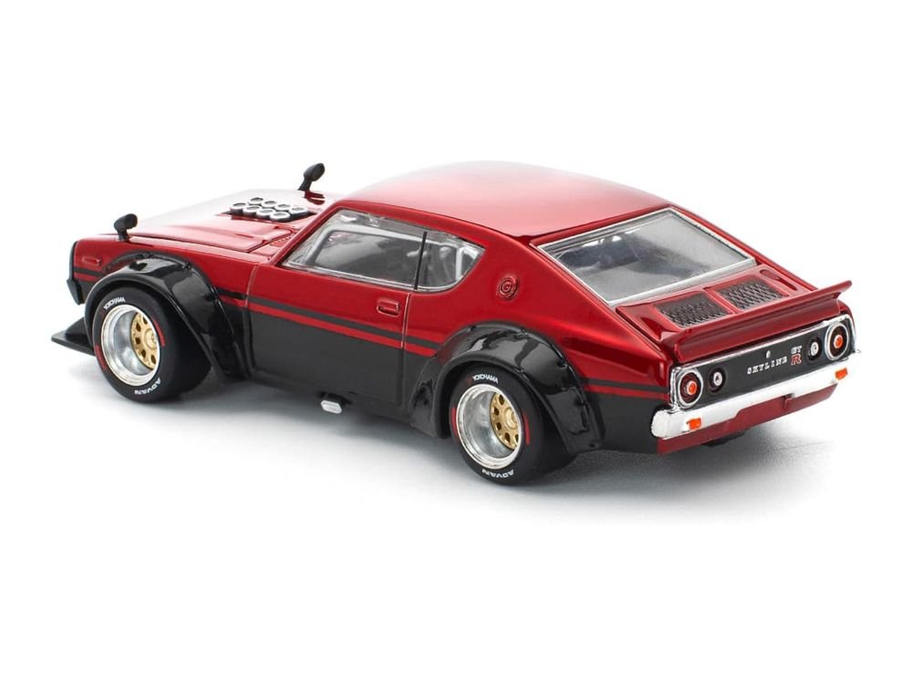 Skyline KPGC110 "Kenmeri" RHD (Right Hand Drive) Red Metallic and Black 1/64 Diecast Model Car by Pop Race view 5