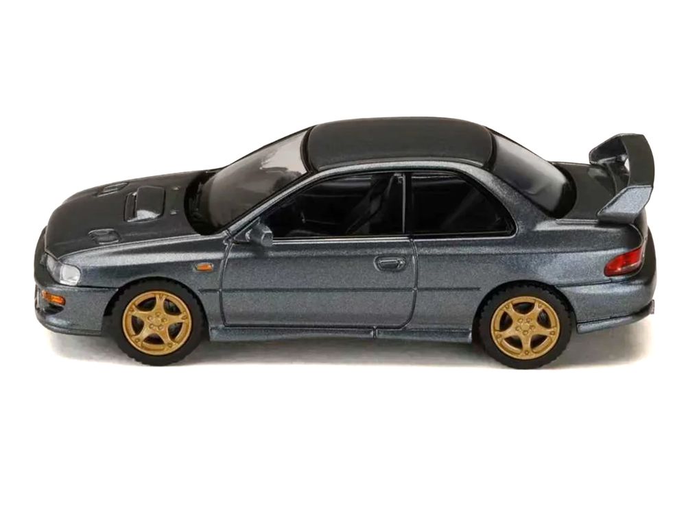 Subaru Impreza WRX Type R Sti Version V RHD (Right Hand Drive) Cool Gray Metallic "JDM64" Series 1/64 Diecast Model Car by Hobby Japan view 2