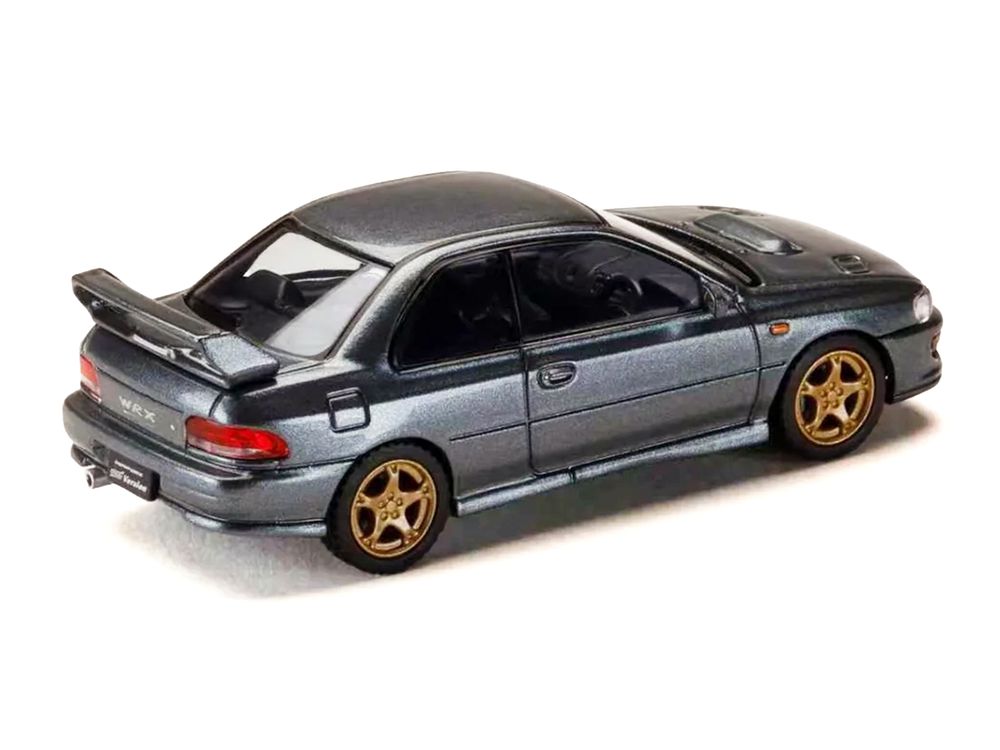 Subaru Impreza WRX Type R Sti Version V RHD (Right Hand Drive) Cool Gray Metallic "JDM64" Series 1/64 Diecast Model Car by Hobby Japan view 3