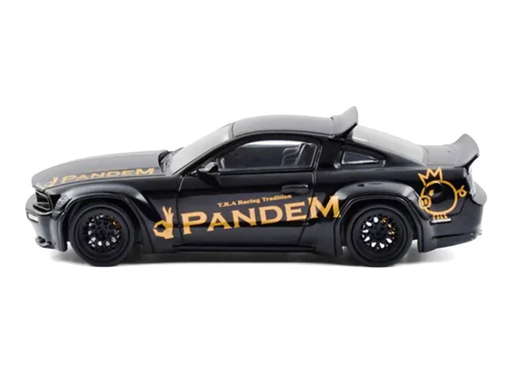 Pandem Mustang Black with Gold Graphics 1/64 Diecast Model Car by Model Model view 2