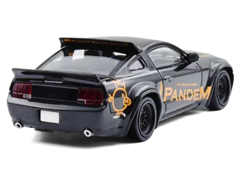 Pandem Mustang Black with Gold Graphics 1/64 Diecast Model Car by Model Model view 3