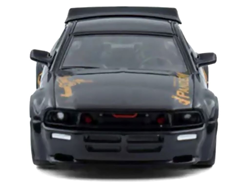 Pandem Mustang Black with Gold Graphics 1/64 Diecast Model Car by Model Model view 4