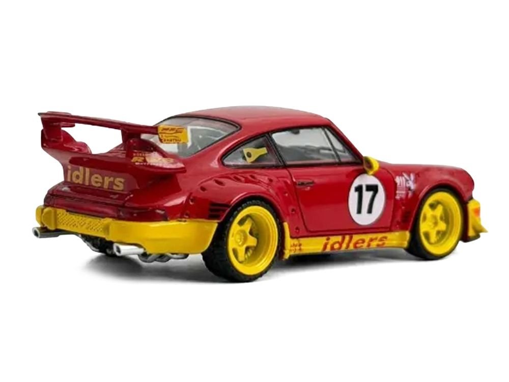 RWB 964 #17 "Idlers Club" Red with Yellow Accents 1/64 Diecast Model Car by Model Model view 3