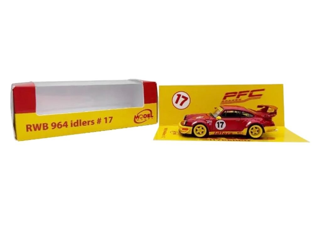 RWB 964 #17 "Idlers Club" Red with Yellow Accents 1/64 Diecast Model Car by Model Model view 5