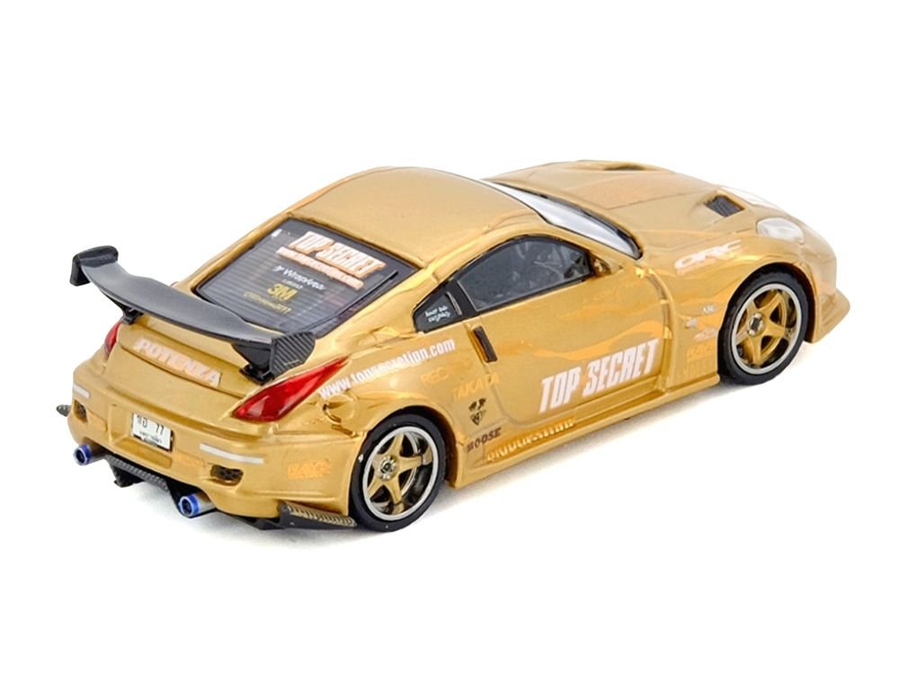 Nissan "Top Secret Thailand" 350Z RHD (Right Hand Drive) Gold Metallic with Graphics 1/64 Diecast Model Car by Inno Models view 3
