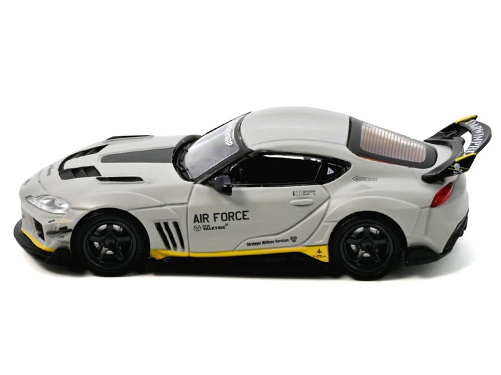 Toyota Supra (A90) WBK DarwinPro "Air Force" Matt Gray with Carbon Accents 1/64 Diecast Model Car by Inno Models view 2