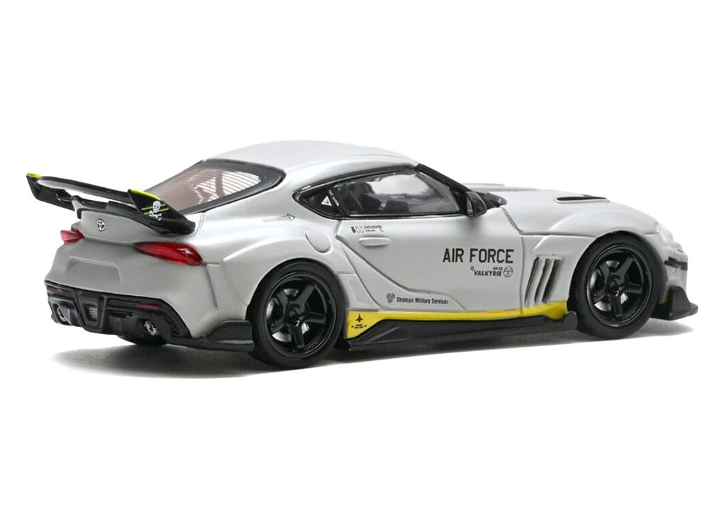 Toyota Supra (A90) WBK DarwinPro "Air Force" Matt Gray with Carbon Accents 1/64 Diecast Model Car by Inno Models view 3