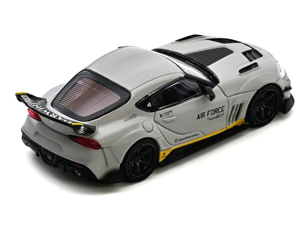 Toyota Supra (A90) WBK DarwinPro "Air Force" Matt Gray with Carbon Accents 1/64 Diecast Model Car by Inno Models view 5