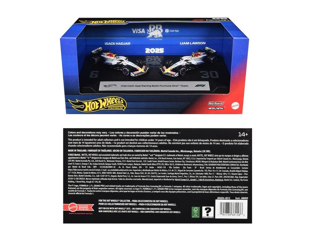 "Visa Cash App Racing Bulls Formula One Team" Formula One F1 World Championship (2025) 2 Piece Set Diecast Model Cars by Hot Wheels view 3