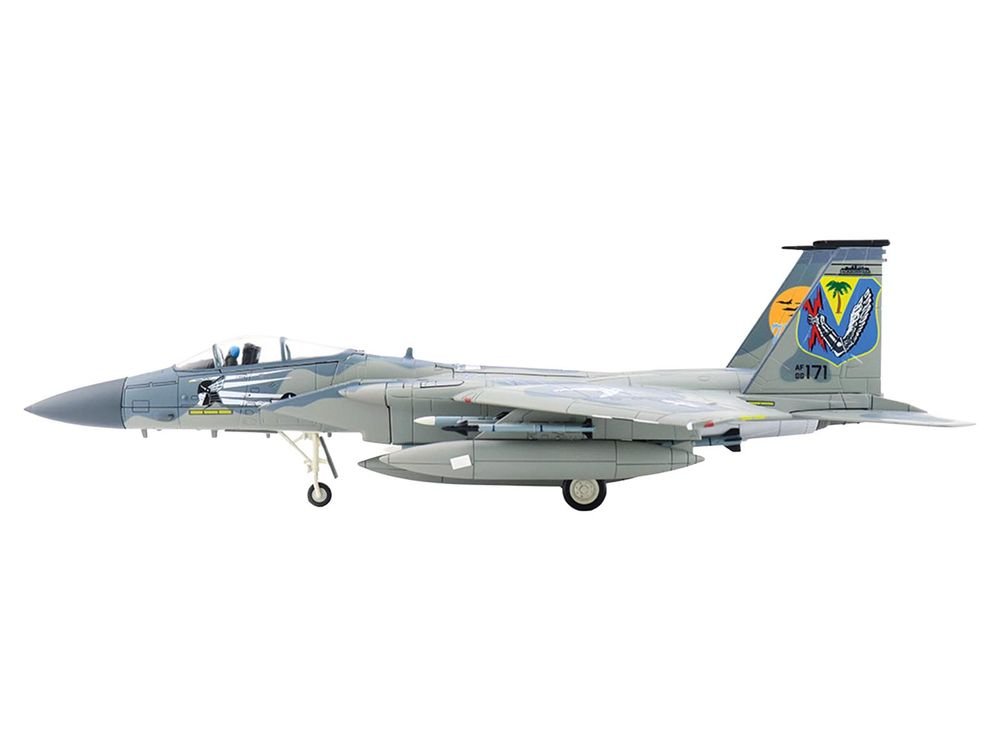 McDonnell Douglas F-15C Eagle Fighter Aircraft "86-0171 Florida ANG 75th Anniversary" (2022) United States Air Force "Air Power Series" 1/72 Diecast Model by Hobby Master view 2