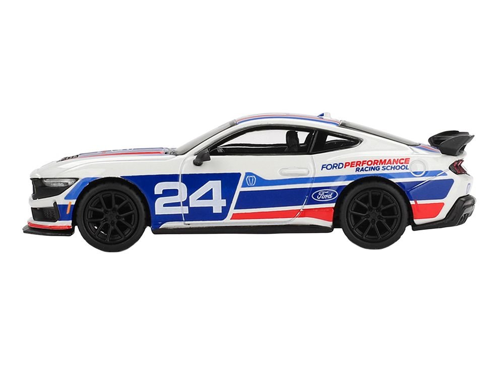 Ford Mustang Dark Horse #24 "Ford Performance Racing School" White with Red and Blue Graphics Limited Edition 1/64 Diecast Model Car by Mini GT view 3
