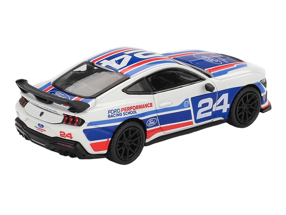 Ford Mustang Dark Horse #24 "Ford Performance Racing School" White with Red and Blue Graphics Limited Edition 1/64 Diecast Model Car by Mini GT view 4