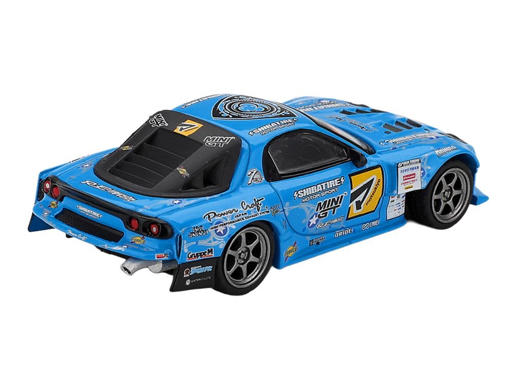 Mazda RX-7 RE-Amemiya RHD (Right Hand Drive) Blue with Graphics "D1GP" (2025) Limited Edition 1/64 Diecast Model Car by Mini GT view 4