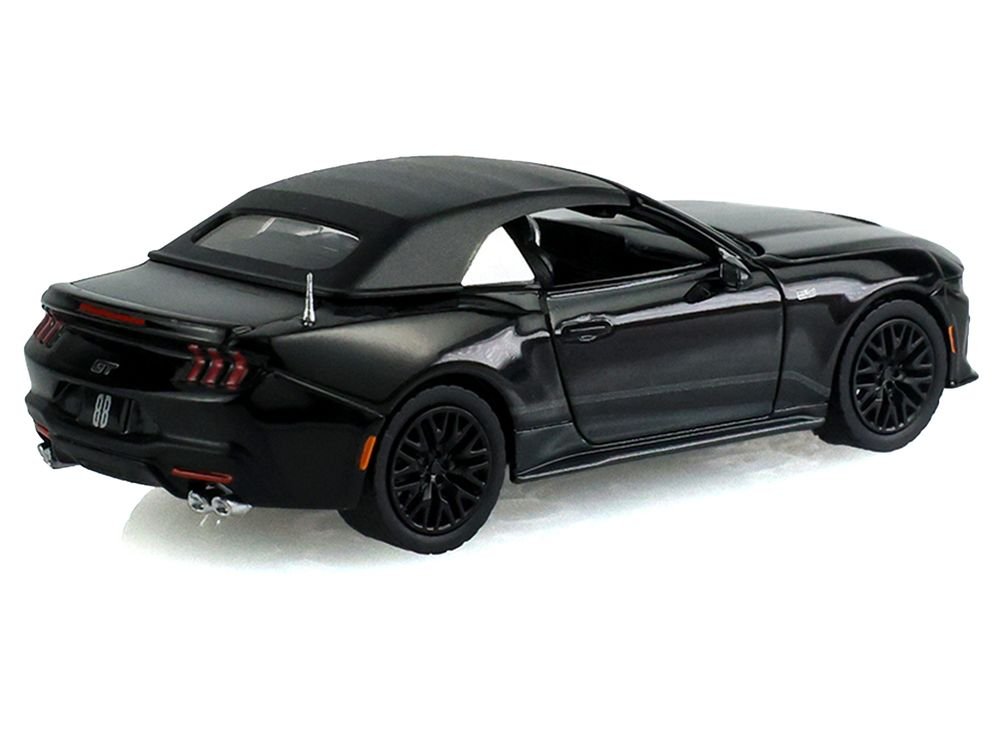 2024 Ford Mustang GT Convertible Black "Black Bandit" Series 31 1/64 Diecast Model Car by Greenlight view 3