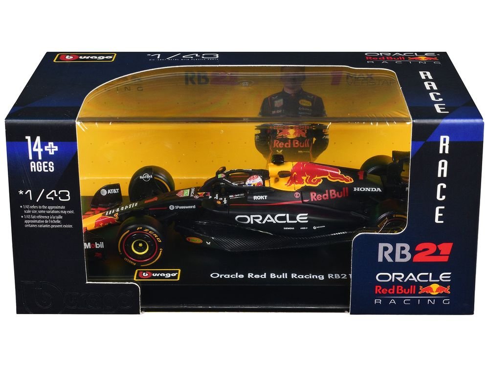 Red Bull Racing RB21 #1 Max Verstappen "Formula One F1 World Championship" (2025) with Display Case "Race" Series 1/43 Diecast Model Car by Bburago view 3