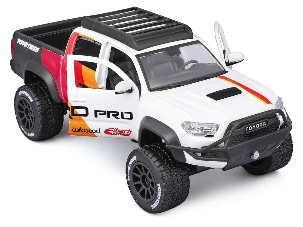 2023 Toyota Tacoma TRD PRO Off Road Pickup Truck White with Graphics and Roof Rack "Maisto Design" Series 1/27 Diecast Model Car Maisto view 2