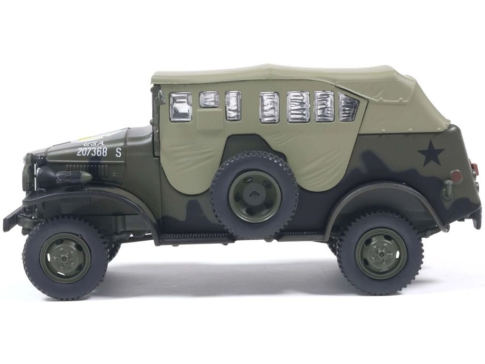 Dodge WC-6 Command Car with Canvas Top Olive Drab "2nd Armored Division France" (1944) United States Army 1/43 Diecast Model by Militaria Die Cast view 2