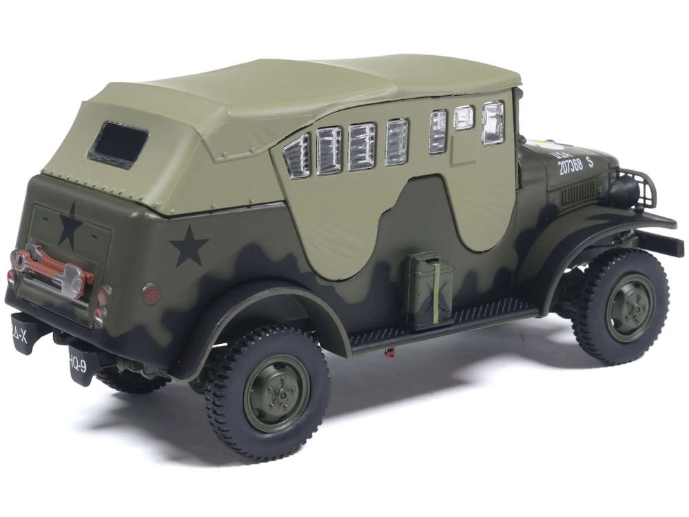 Dodge WC-6 Command Car with Canvas Top Olive Drab "2nd Armored Division France" (1944) United States Army 1/43 Diecast Model by Militaria Die Cast view 3